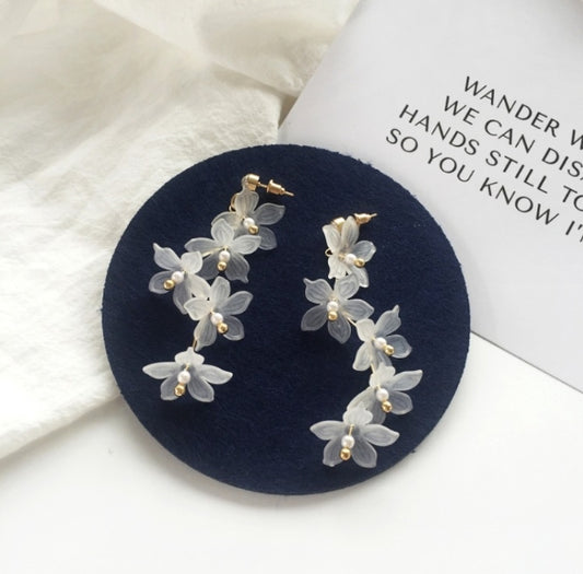 Fairy Series White Flowers Drop Earrings